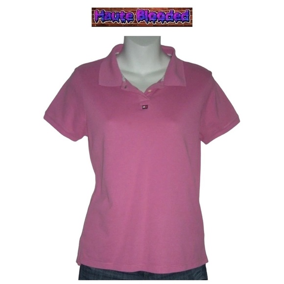Vintage 90's Tommy Hilfiger Bubblegum Pink Polo Shirt Preppy Logo Barbie y2k M - Picture 1 of 6